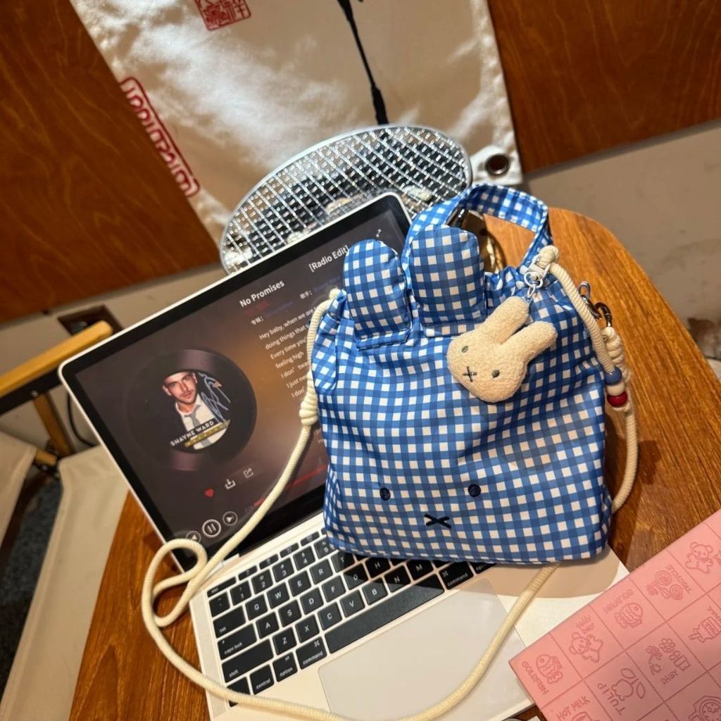 [Túi dây rút thỏ Kawaii] Túi đeo chéo kẻ sọc dễ thương · Túi đeo vai học sinh trở lại trường học | P
