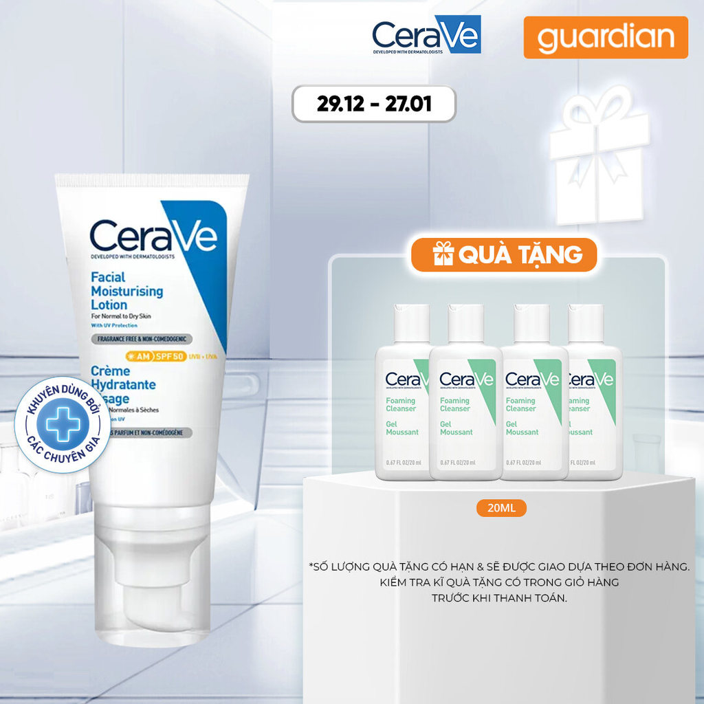 Sữa Dưỡng Ẩm Chống Nắng Phục Hồi SPF 50 CeraVe Facial Moisturising Lotion Am 52Ml | Guardian Việt Na
