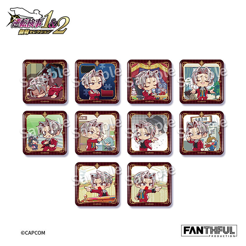PW Phoenix Wright: Bộ ba luật sư Ace Blind box random badges
