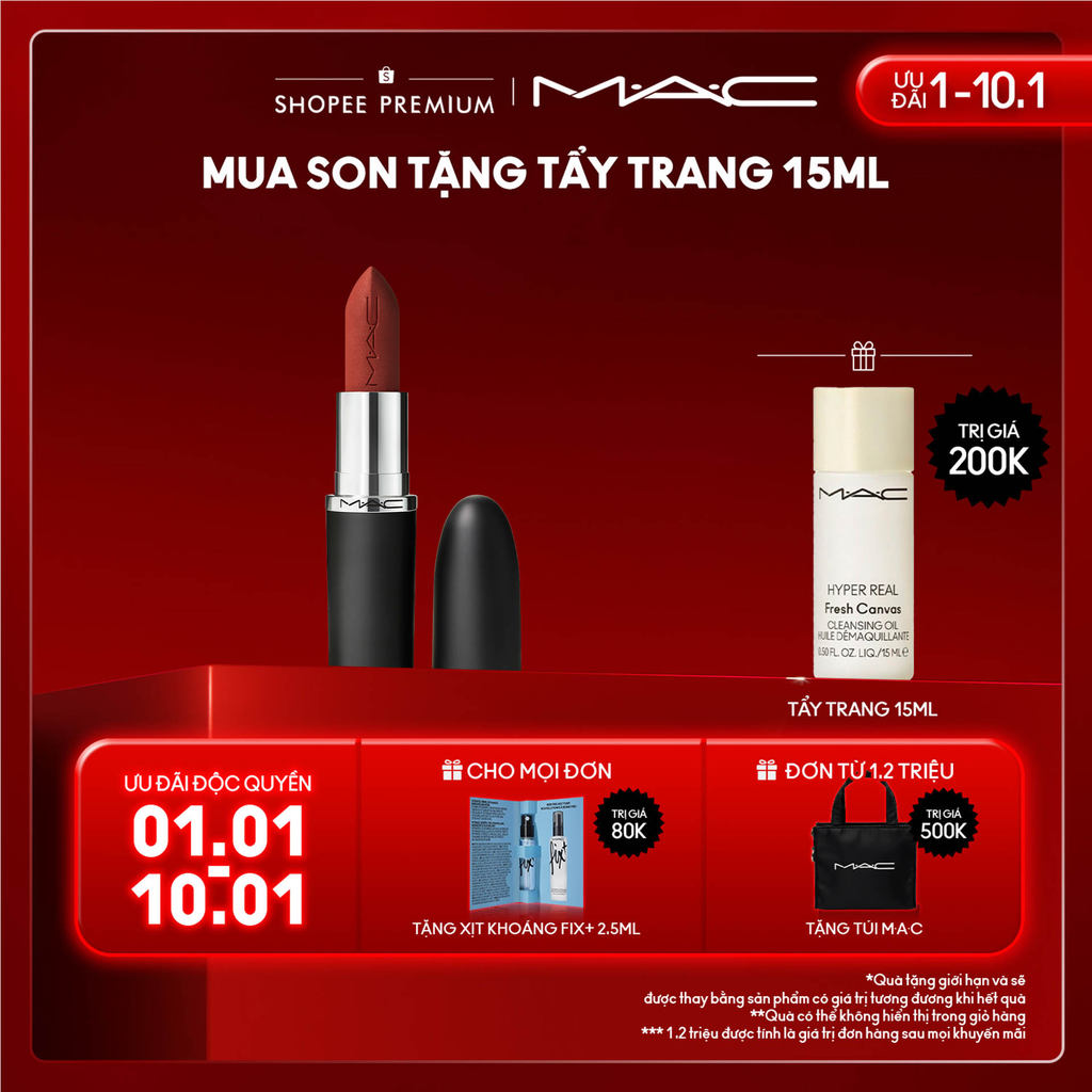  Son thỏi lì biểu tượng MAC MACXIMAL Silky Matte Lipstick bền màu và mịn lì như nhung lên tới 12H 