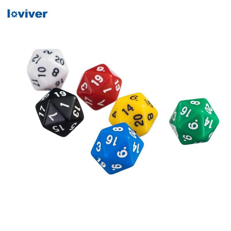Gói 6 D20 Gaming Dice Twenty Sided Die RPG D & D Sáu Màu Sắc Opaque