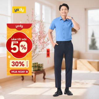    Quần âu nam Yody quần tây cạp chun vải Viscose thoáng khí mềm mịn tôn dáng QAM7027 MCTR25A085 