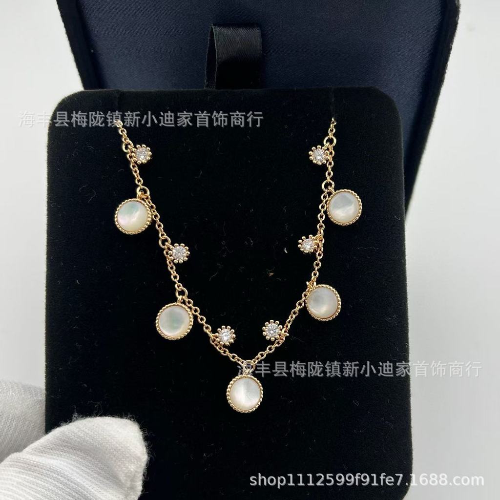 DI# Compass Eight-Pointed Star Necklace for Women, Collarbone Chain, Natural Colorful White Mother-o