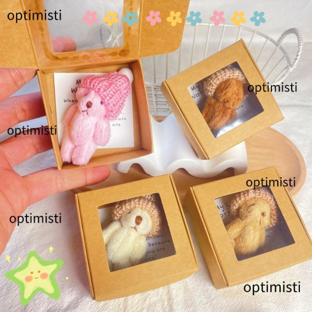OPTIMISTI Gấu Bông Sang Trọng Dễ Thương Kích Thước Mini Gấu Bông Hộp Trong Hộp Thú Nhồi Bông Sang Tr