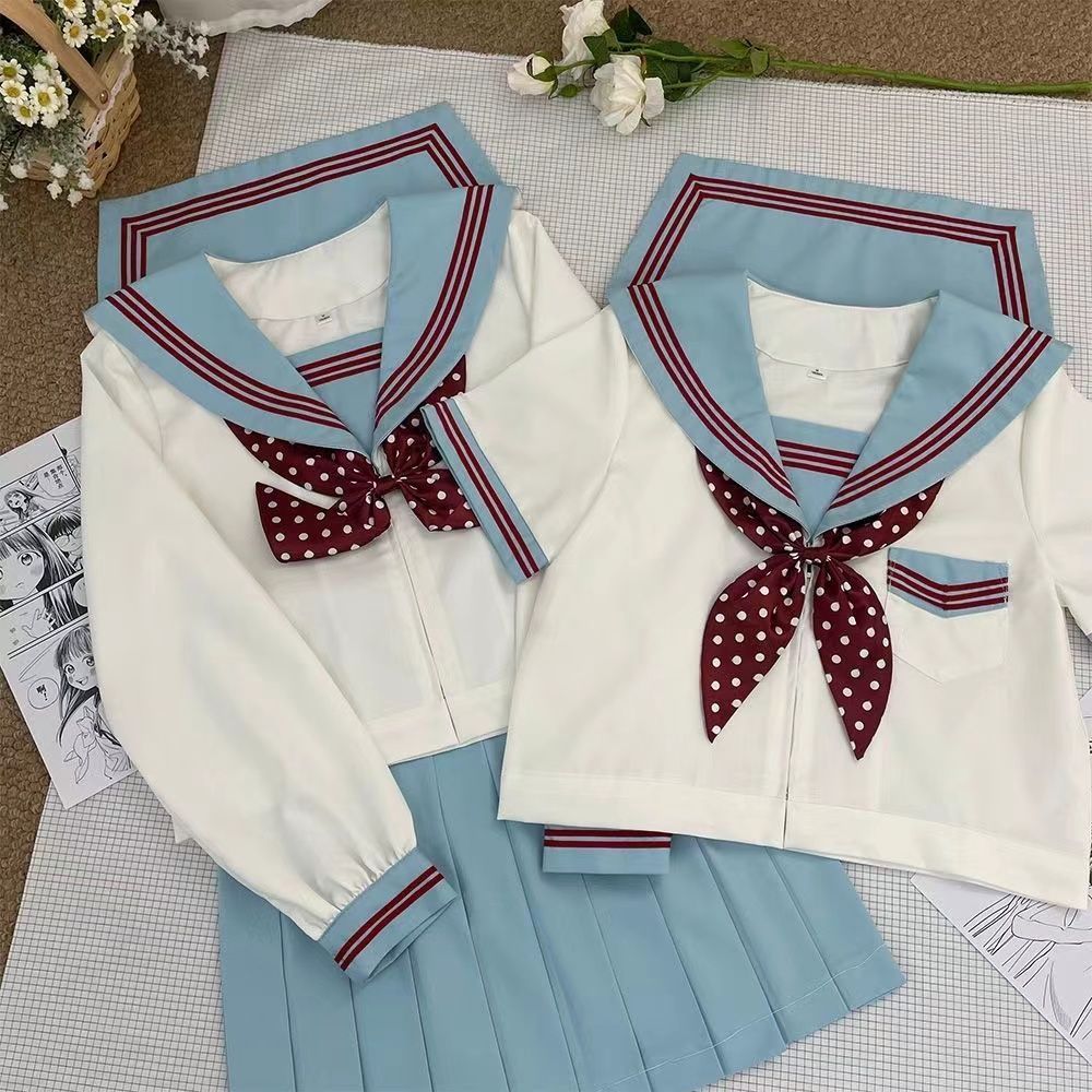 JK Đồng Phục màu đỏ cơ bản, thiết kế thủy thủ truyền thống Nhật Bản, phù hợp với váy JK