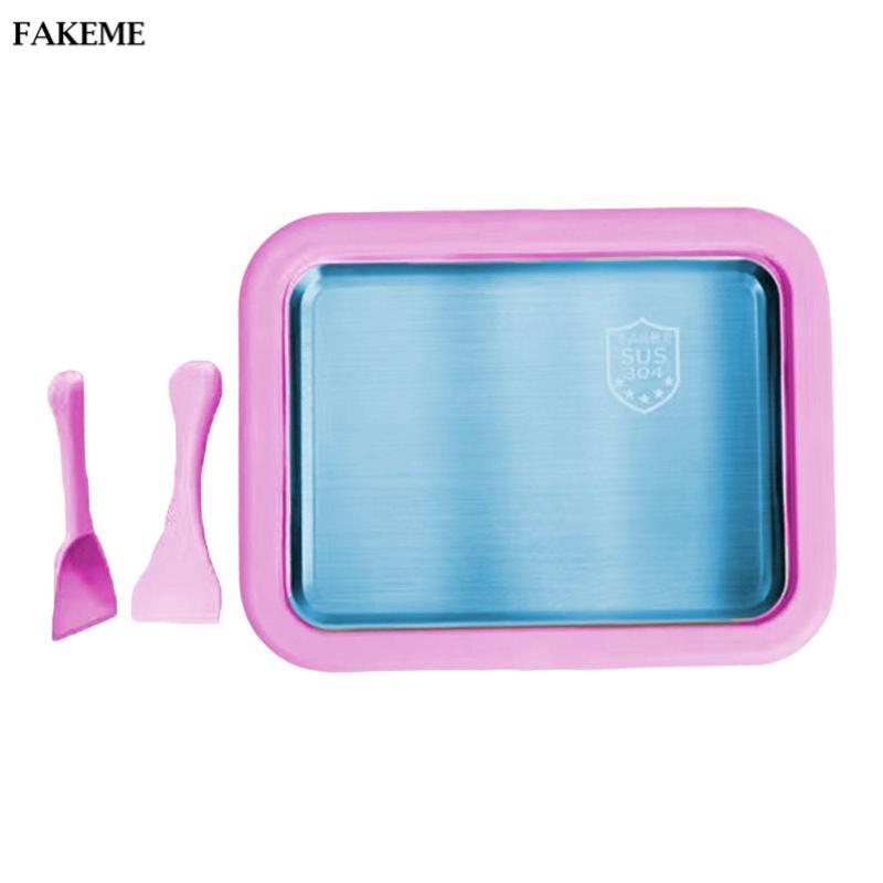 Chảo làm kem, Máy làm kem nhỏ gọn Sử dụng tại nhà Máy làm sữa chua dễ sử dụng với 2 thìa để phục vụ mềm Sữa chua Kem cuộn tự làm