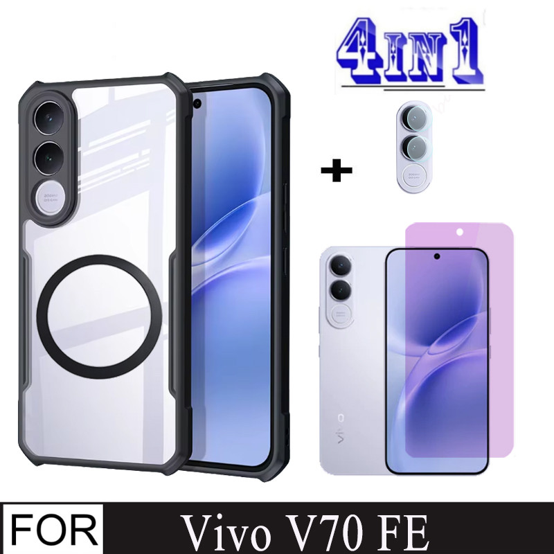 4In1 Vivo V70 FE Có Nhãn Dán Sạc Không Dây Từ Tính Vỏ Điện Thoại Chống Sốc Cho Vivo X200 FE V70 FE V