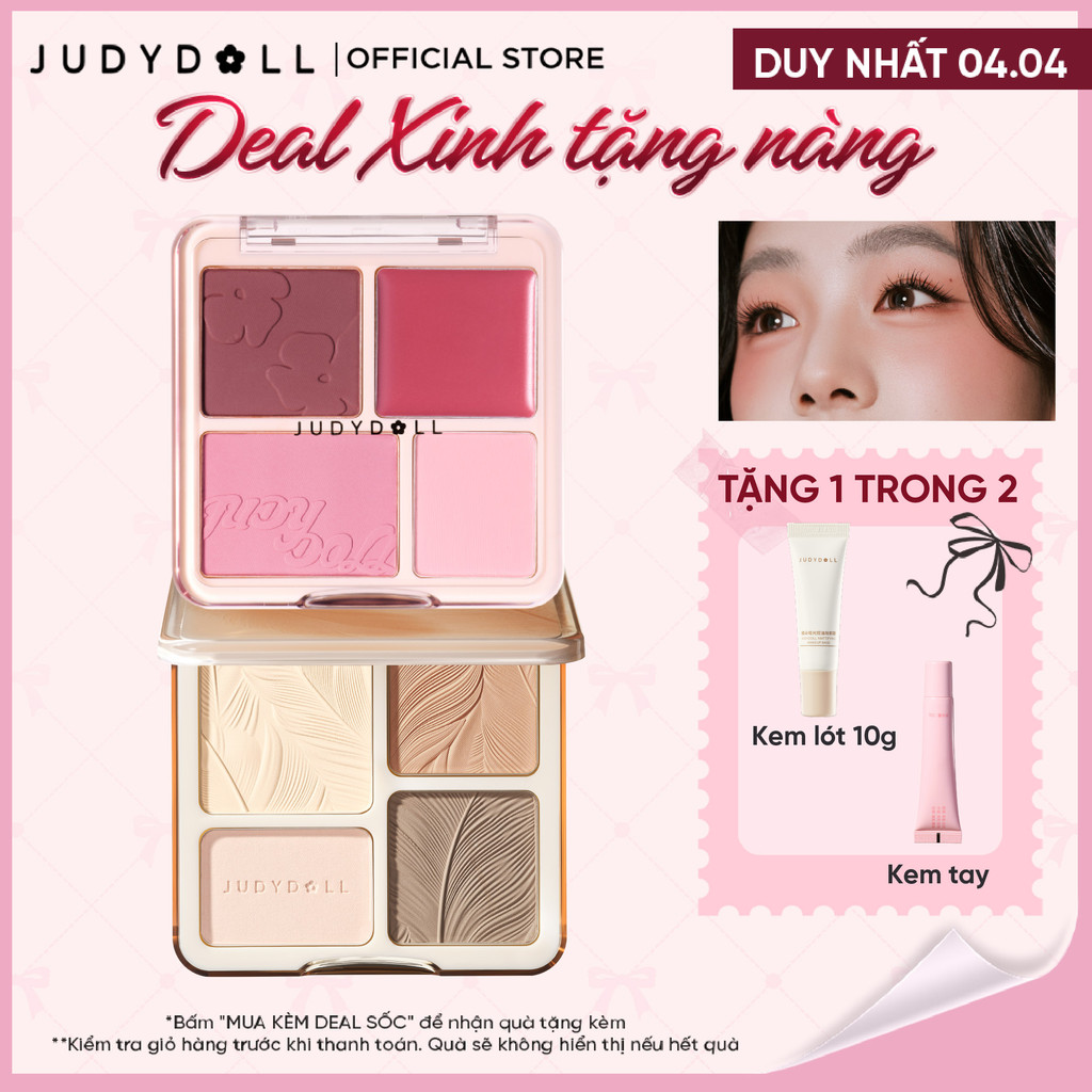 Bảng Phấn Tạo Khối Bắt Sáng 4 Ô JUDYDOLL Highlight & Contour Palette +  Bảng Má Hồng & Bắt Sáng 4 Ô JUDYDOLL Highlight & Blush Palette 9g | BigBuy360 - bigbuy360.vn