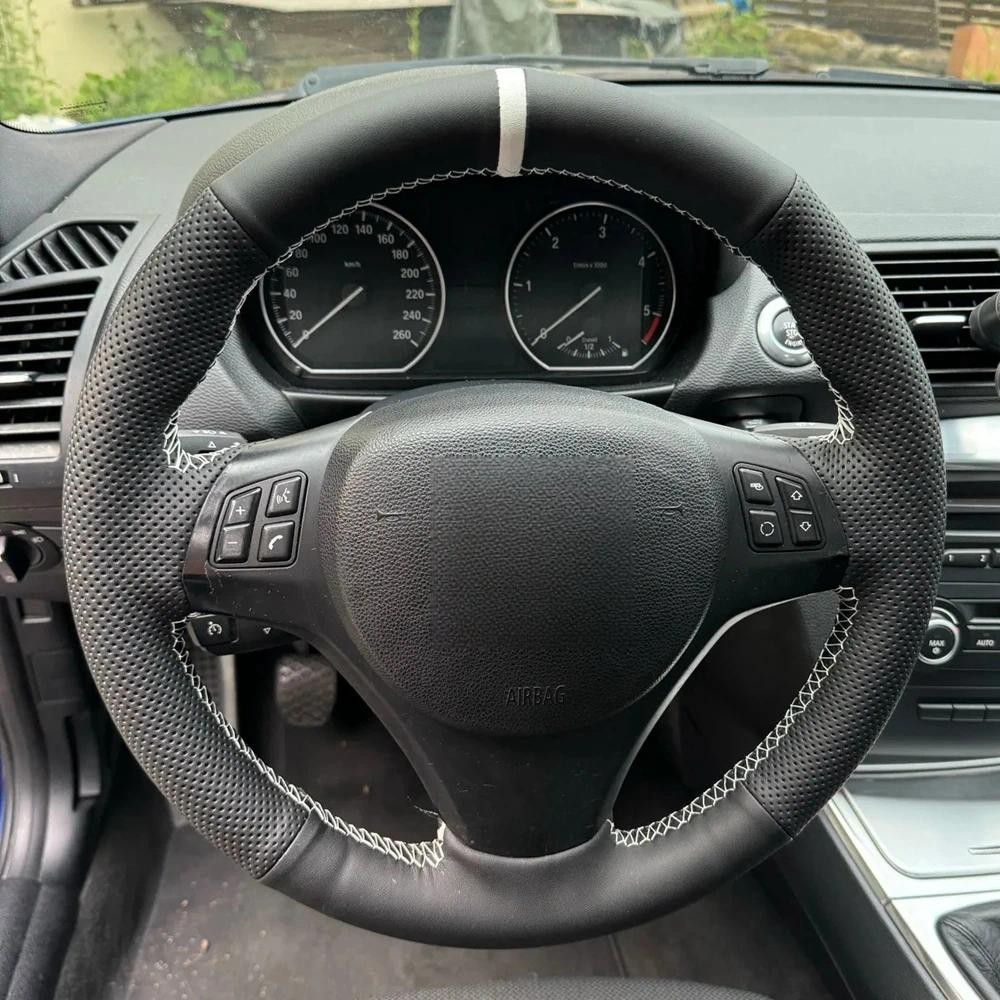DIY Tự Động Vô Lăng Dành Cho Xe BMW E90 320i 325i 330i 335i E87 120i 130i 120d Microfiber Da Phụ Kiệ