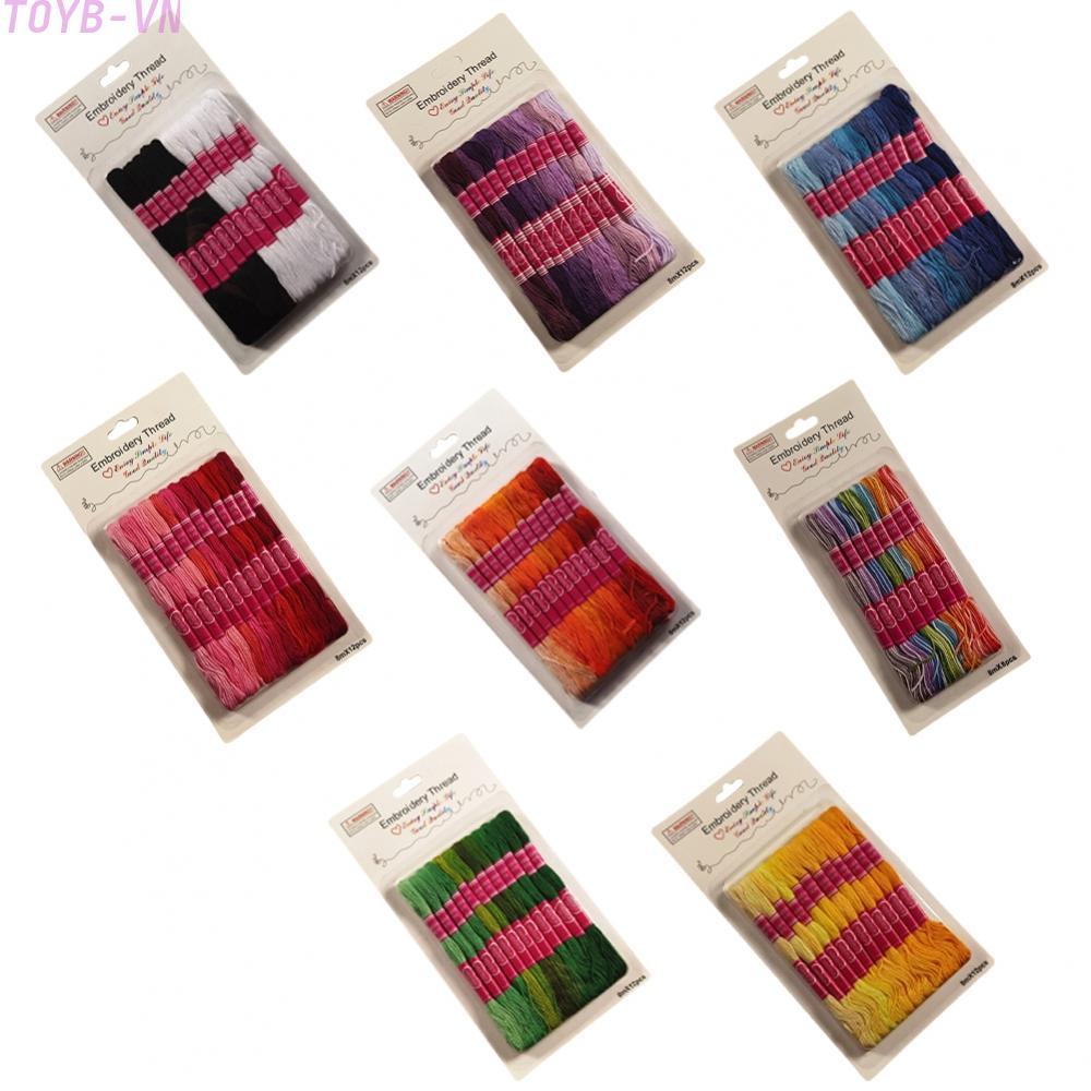 【TOYBOX】12 Piece Set of Polyester Cotton Blend Embroidery Thread Gradient Colors 8m Each