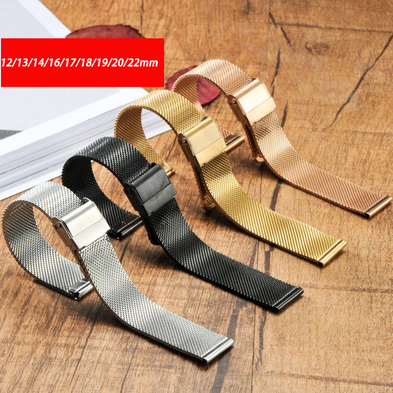 Dây đeo lưới Milanese bằng thép không gỉ cho đồng hồ đeo tay DW Dây đeo đa năng 12mm 13mm 14mm 16mm 