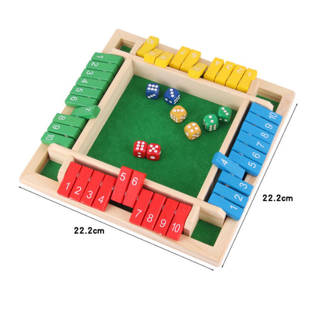 Shut The Box Game Wooden Traditional Pub Dice Family Kids Childrens Puzzle game