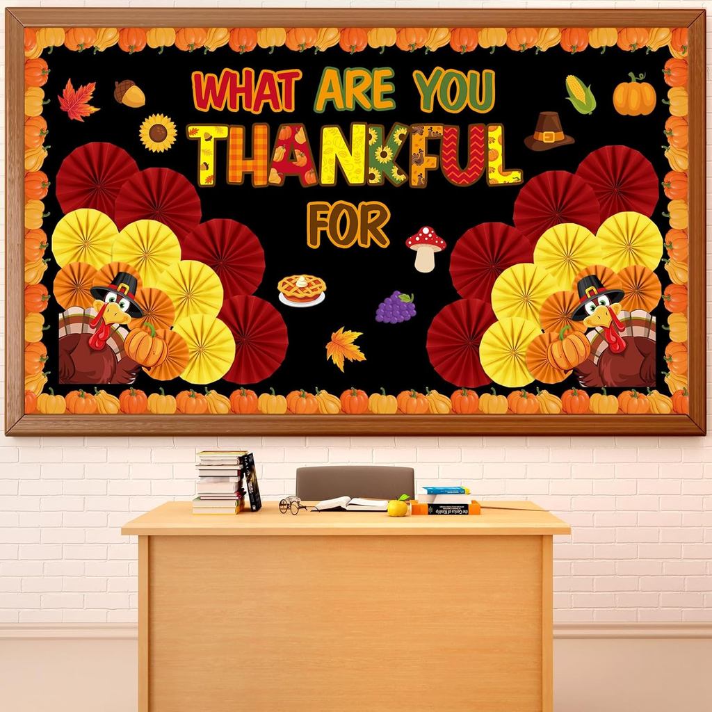 Vui Vẻ Lễ Tạ Ơn Thổ Nhĩ Kỳ Bản Tin Bảng Trang Trí Bộ 3D Lễ Tạ Ơn Lớp Học Bản Tin Trang Trí Bảng Bạn 