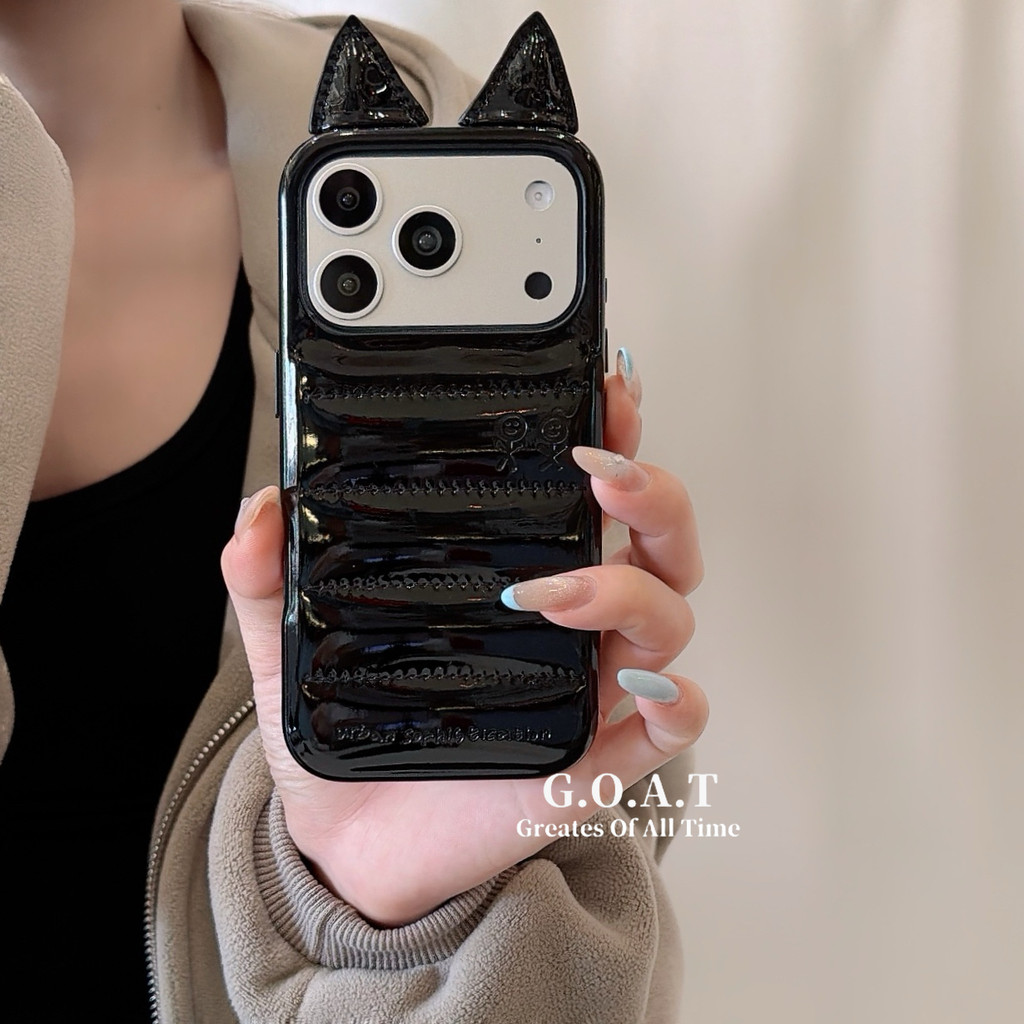 G.O.A.T Da xuống tai mèo đen Tương thích cho iPhone 17 pro max iPhone 17 16 15 14 pro iPhone 17 Vỏ b