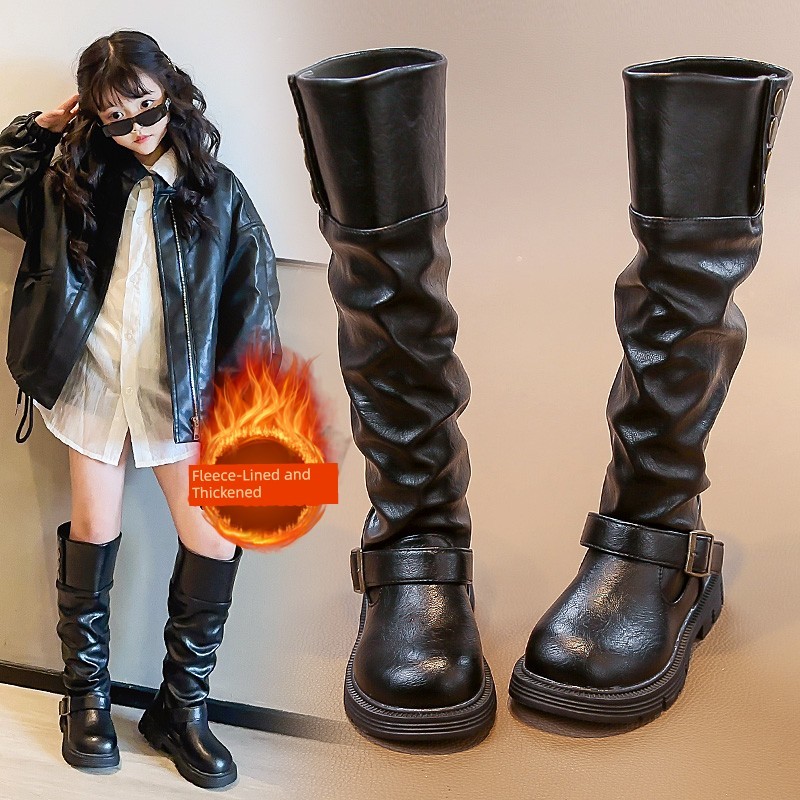 bốt cho bé gái bốt lông cho bé gái Bốt bông ống dài cho bé gái bốt cao cổ giữ ấm trẻ em lót nhung mẫ