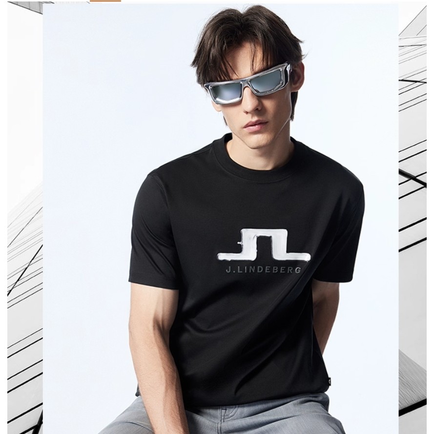 JLINDEBERG JLINDEBERG, Áo thun ngắn tay in hình đơn giản thời trang nam Cotton nguyên chất phong các