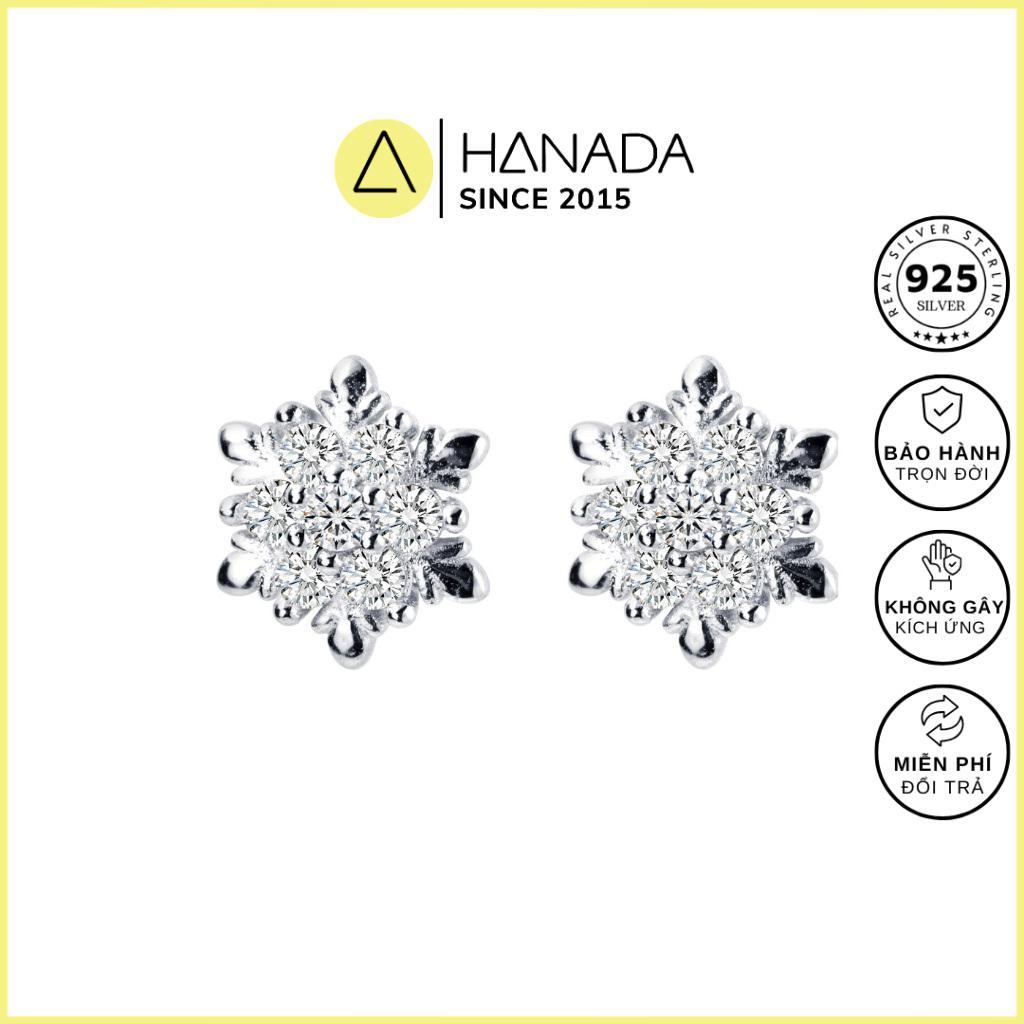 Bông Tai Bạc 925 Hanada Hoa Tuyết 0492 E13
