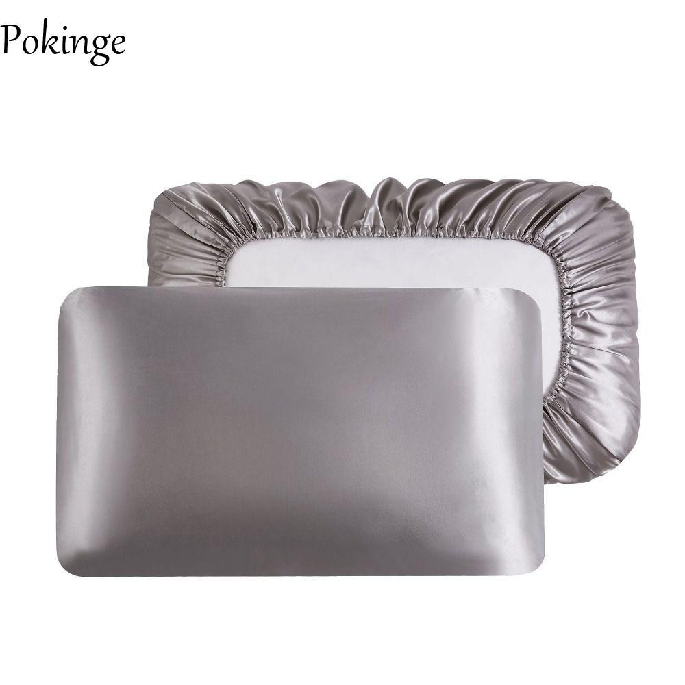 POKINGE 2 Vỏ Gối Ngủ, Vỏ Gối Co Giãn Lụa Thân Thiện Với Da Màu Trơn, Vỏ Gối Mềm Satin Lụa Gối Bảo Vệ