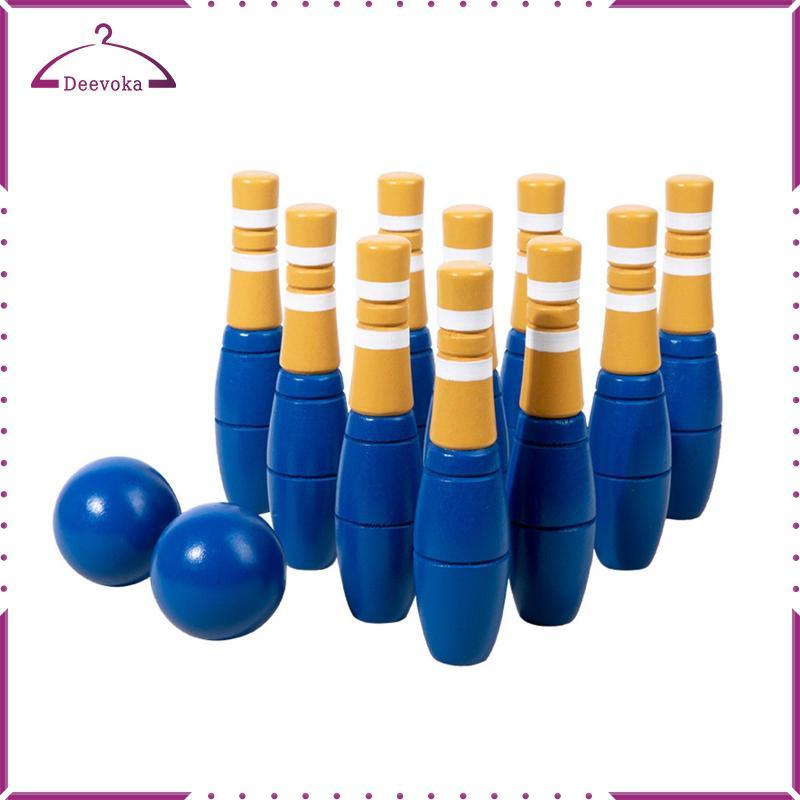 Bộ Bowling Gỗ Skittles Đồ Chơi Bowling Trò Chơi Đạo Cụ Sân Sau Giáo Dục Bowling
