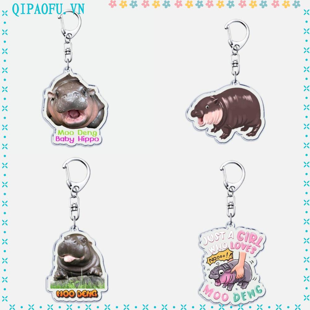 NENTEY Baby Hippo Móc Khóa, Sáng Tạo Dễ Thương Mặt Dây Chuyền Móc Khóa, MooDeng Hippopotamus Hoạt Hì