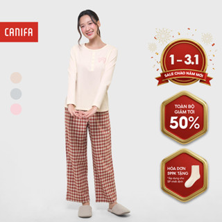  Bộ mặc nhà nữ CANIFA set thu đông dài tay có hình in 6LS25W003 