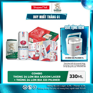  Nồng Độ Cồn 4.3% - Combo 1 Bia Saigon Lager 330ml + Nồng Độ Cồn 4.3% - 1 Bia 333 Pilsner 24 Lon 330ml 