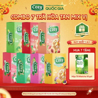   COMBO 7  Trà Cozy Hoà Tan Ice Tea  7 hộp x 16 gói  Gồm Đào Dâu Vải Chanh Dây Sâm Bí Đao Chanh Ổi Hồng 