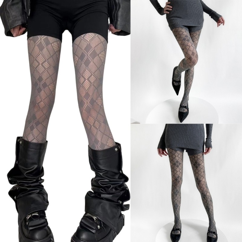 WIT Nữ Họa Tiết Fishnet Quần Fishnet Lưới Vớ Quần Tất Đùi