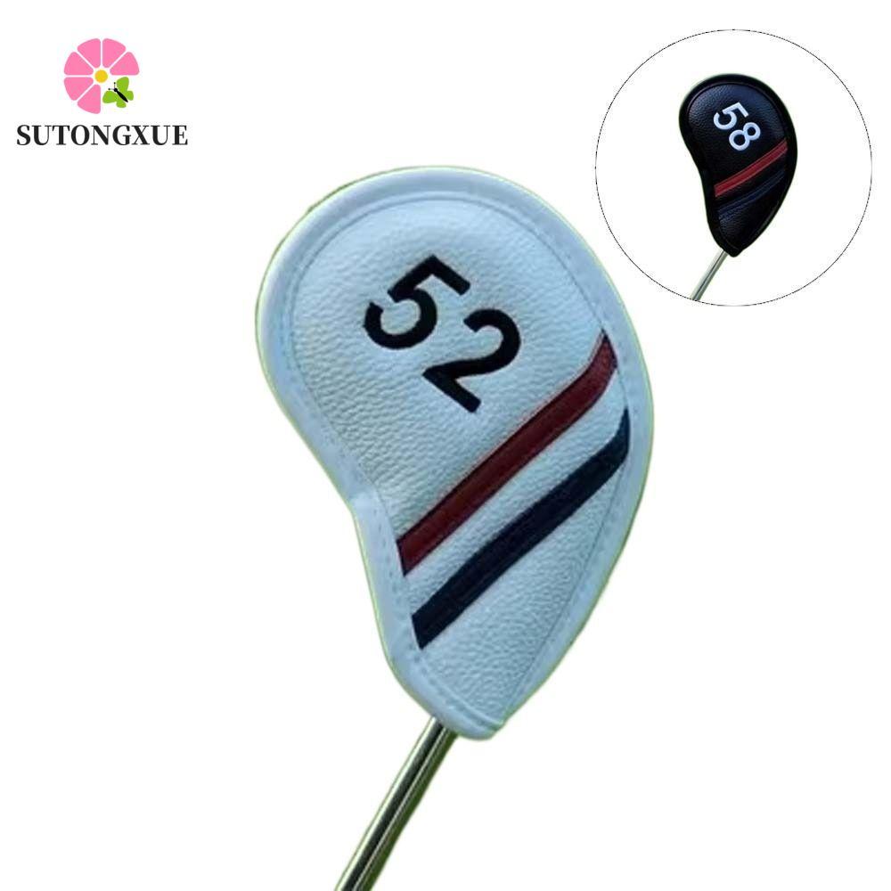 SUTONGXUE Sand Wedge Headcover, Angle Club Da PU Golf Wedge Cover, Đen / Trắng Chống Thấm Nước 56 58