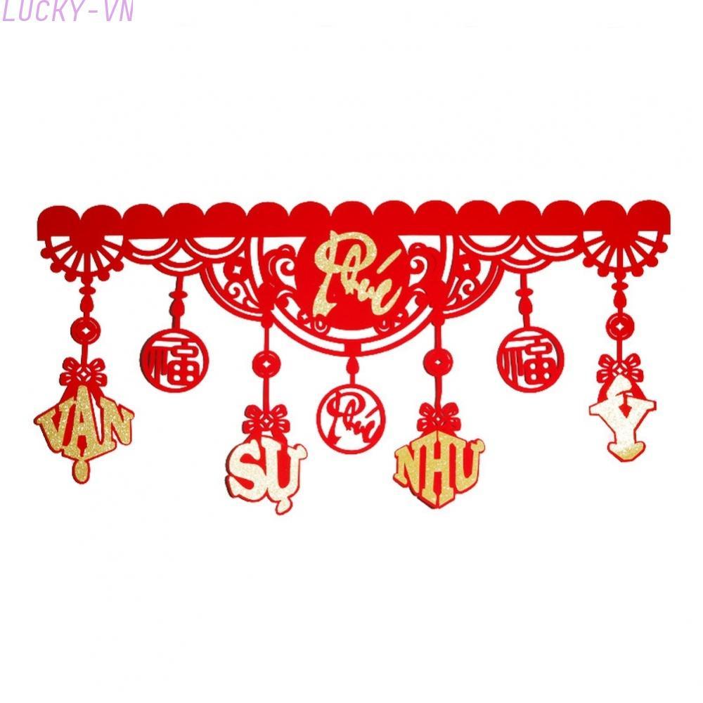 Vietnamese New Year Flocked Cloth Material Auspicious Fu Character Pisces Motif