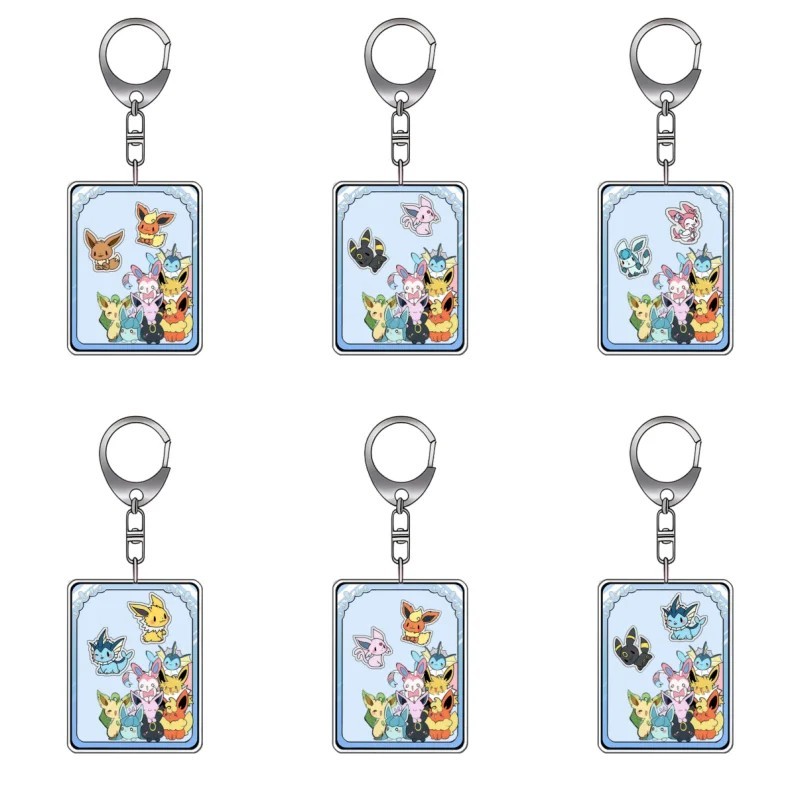Móc khóa Pokemon Eevee Evolutions Acrylic hình Vaporeon Sylveon Jolteon Umbreon Glaceon Flareon Leaf