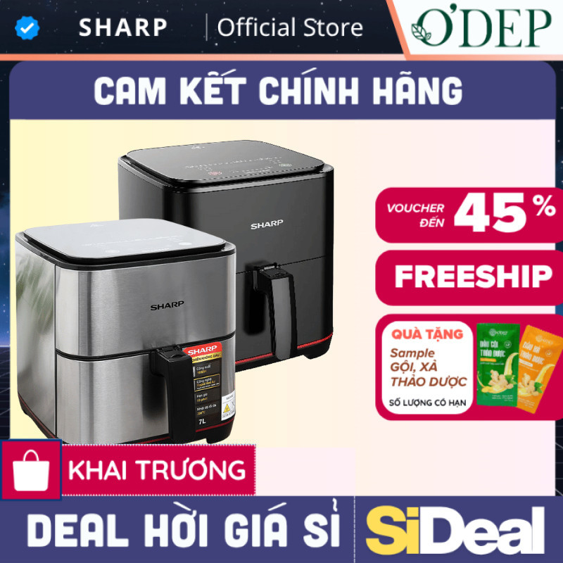 Nồi chiên không dầu Sharp KF-AF70EV-ST chống dính 7L - SIDEAL SIL