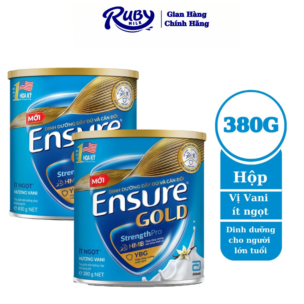 Sữa bột Ensure Gold Abbott ít ngọt (HMB) 380g