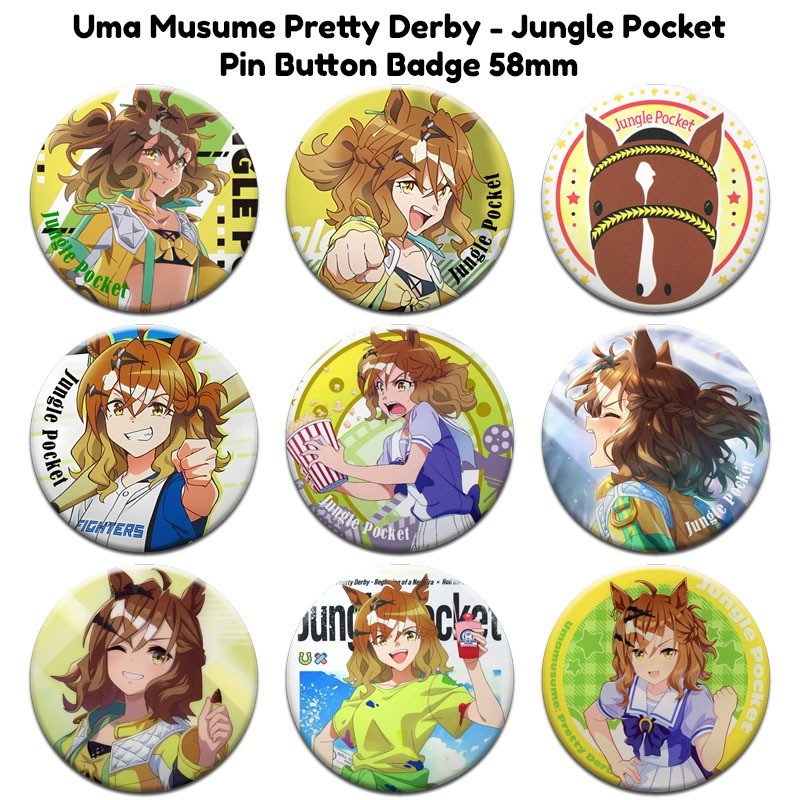Huy Hiệu Nhựa Cài Áo 🏇 Size 58mm 📌 Ghim Cài Áo 🌟 Họa Tiết Uma Musume Pretty Derby Jungle Pocket