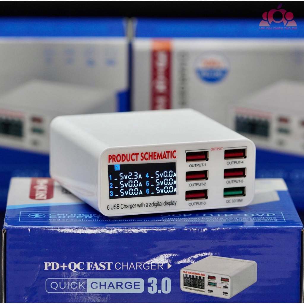 Sạc nhanh 6 cổng USB sạc nhanh-Test máy mất nguồn