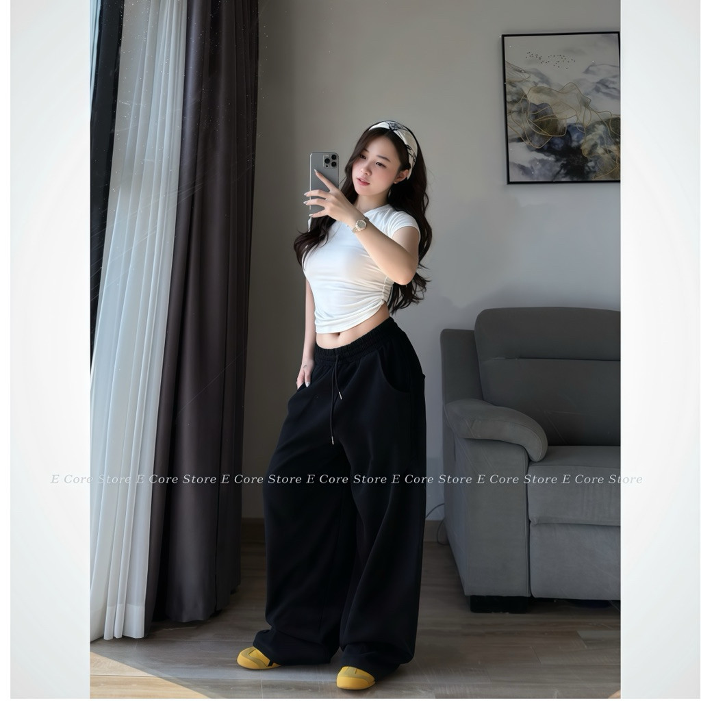 (Bigsize 100kg) Quần Nỉ Form Rộng E Core Store Chất Liệu Nỉ 2 Da, Thoải Mái, Phong Cách
