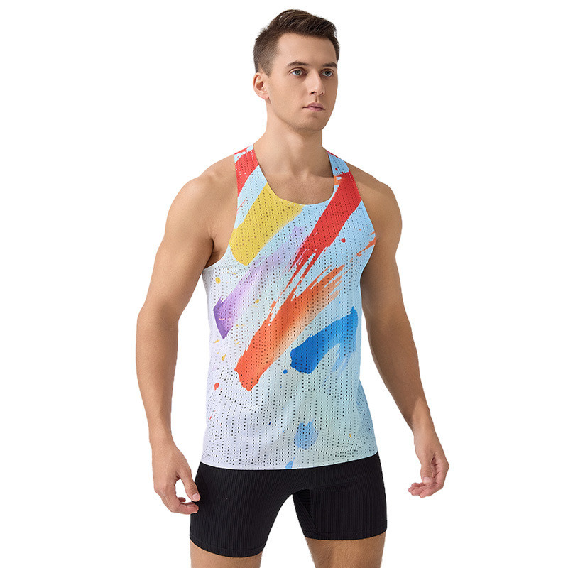 Sports Vest Summer Lightweight Wind Sleeveless T-shirt Running Breathable Track and Field Marathon Q