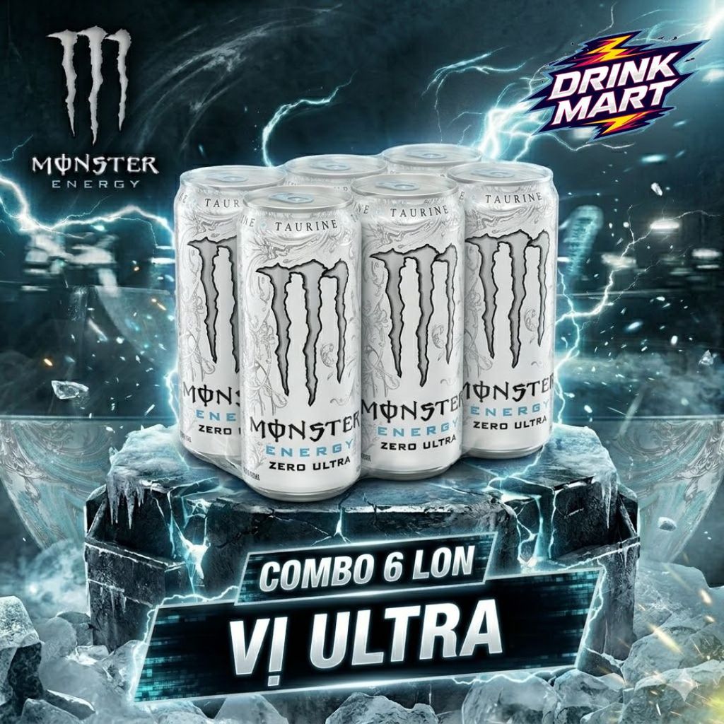 [ 6 Lon ] Nước Tăng Lực MONSTER ZERO SUGAR Lon 355ml Các Vị | Drink Mart