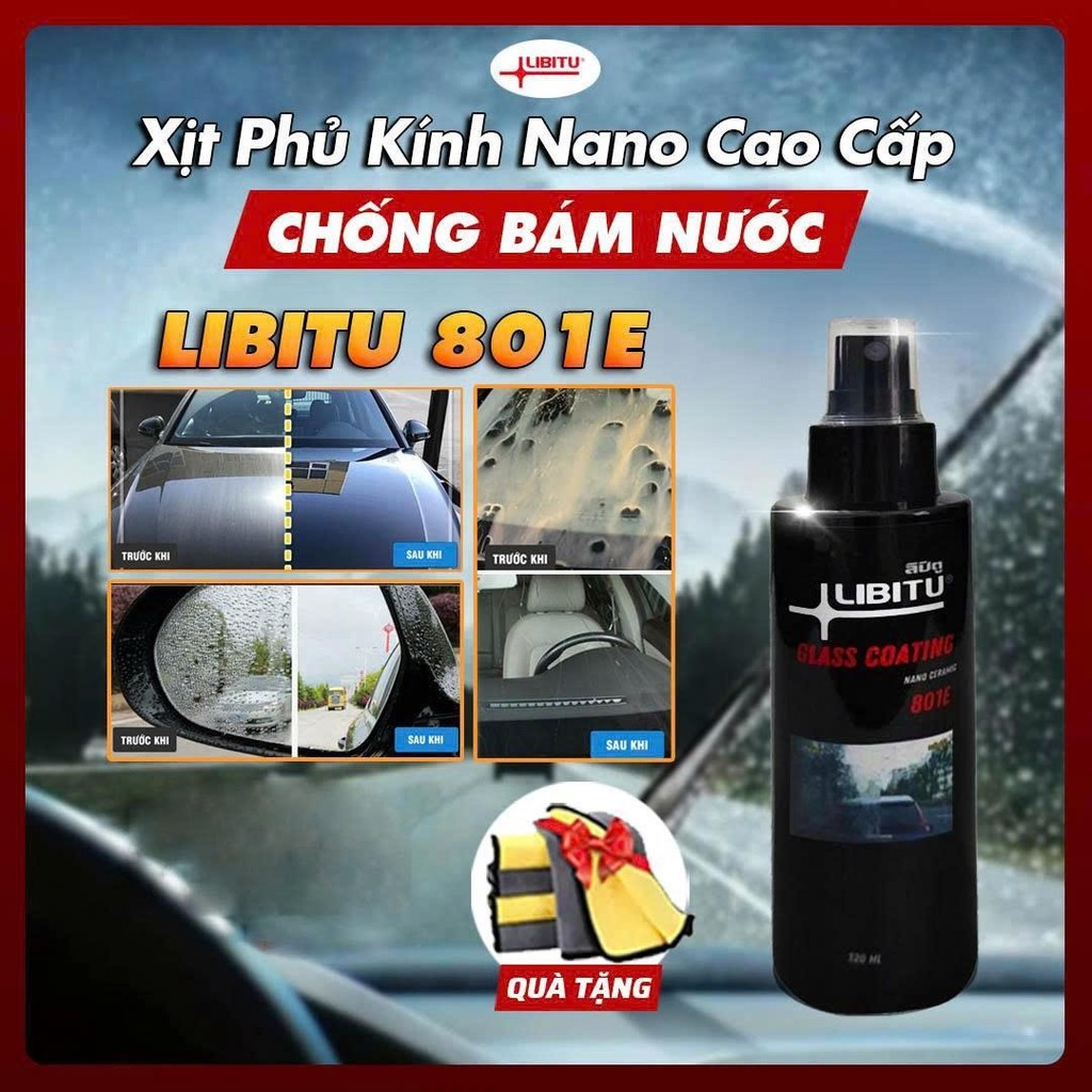 XỊT PHỦ KÍNH LIBITU 801E ✅ LOẠI SẠCH DẦU MỠ, KHÔNG HẠI DA TAY - TẶNG KHĂN LAU