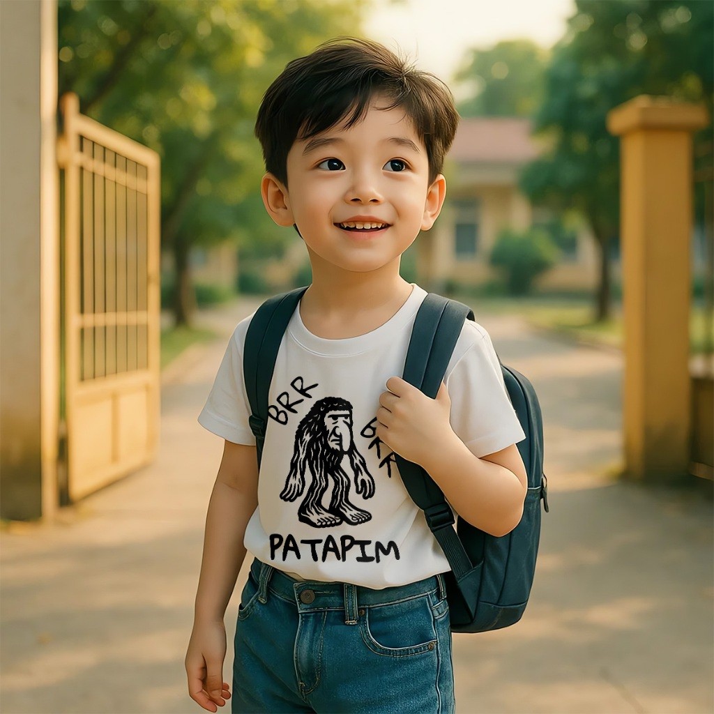 Áo Thun Trẻ Em Unisex 100% Cotton Italian Brainrot Brr Brr Patapim Meme Mềm Mại Thoáng Mát 682