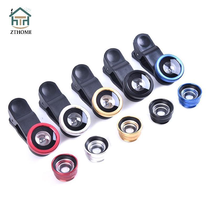 [ZTHOME] Camera chung ống kính điện thoại 3In1 cho điện thoại thông minh Ống kính mắt cá góc rộng và