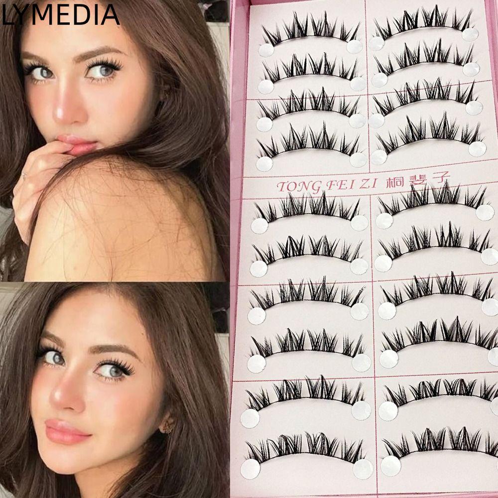 LYMEDIA Lông mi giả, Lông mi giả Wispy Crisscross Lông mi giả lông chồn mềm mại thủ công Dụng cụ mở 
