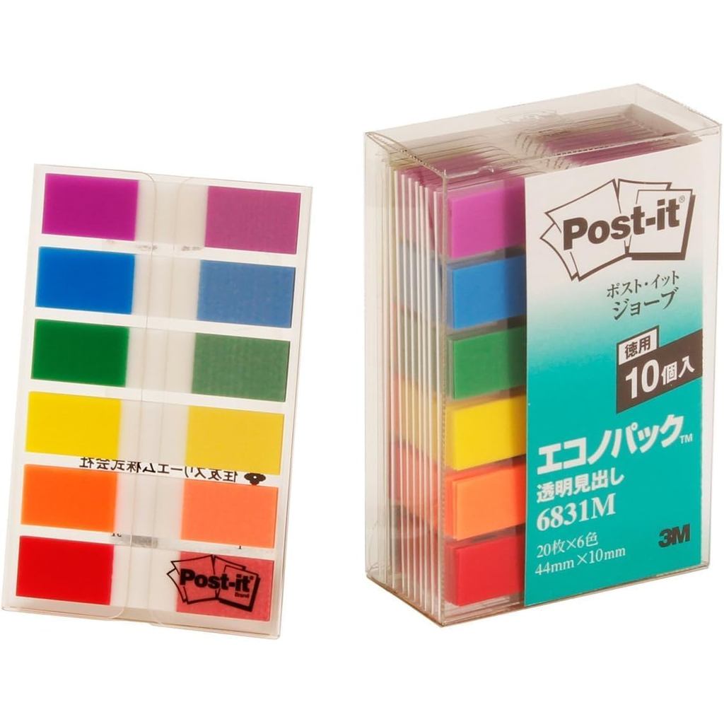 3M Post-it Film Sticky Notes Index Labels, 20 sheets x 6 pads x 10 packs, 6831M, Green Procurement L