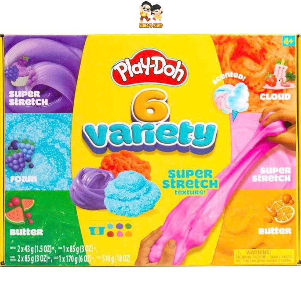 Bộ 6 Hộp Đất Nặn Play-Doh Cao Cấp Nhiều Kết Cấu Sáng Tạo