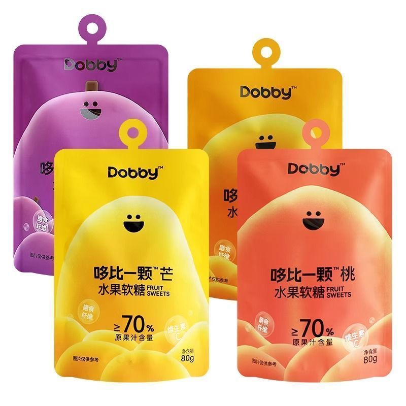 Dobby dobby Gummy Passion Fruit Mango White Peach Fruit Marshmallow Kẹo dẻo Kẹo dẻo Đồ ăn nhẹ nhỏ LS