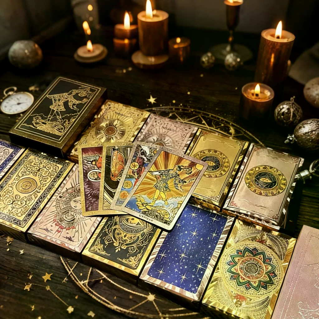 Bộ bài Tarot vàng hồng & vàng đen Bộ bài bói toán chống nước với sách hướng dẫn tiếng Anh dành cho n