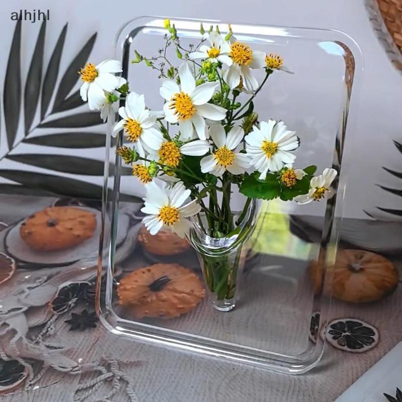 AL Acrylic Photo Frame Vase - Modern Hydroponic Flower Vase for Home/Wedding Decor N