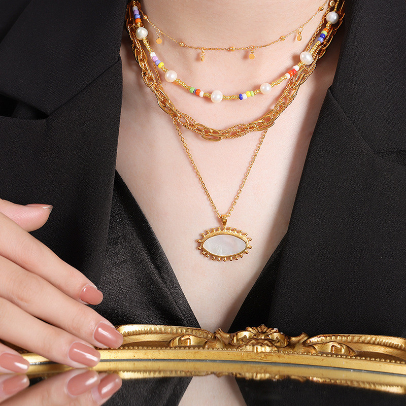 French Ins Cold Style Niche Geometric Modeling Jewelry Chain Simple All-Match Titanium Steel Gold-Pl