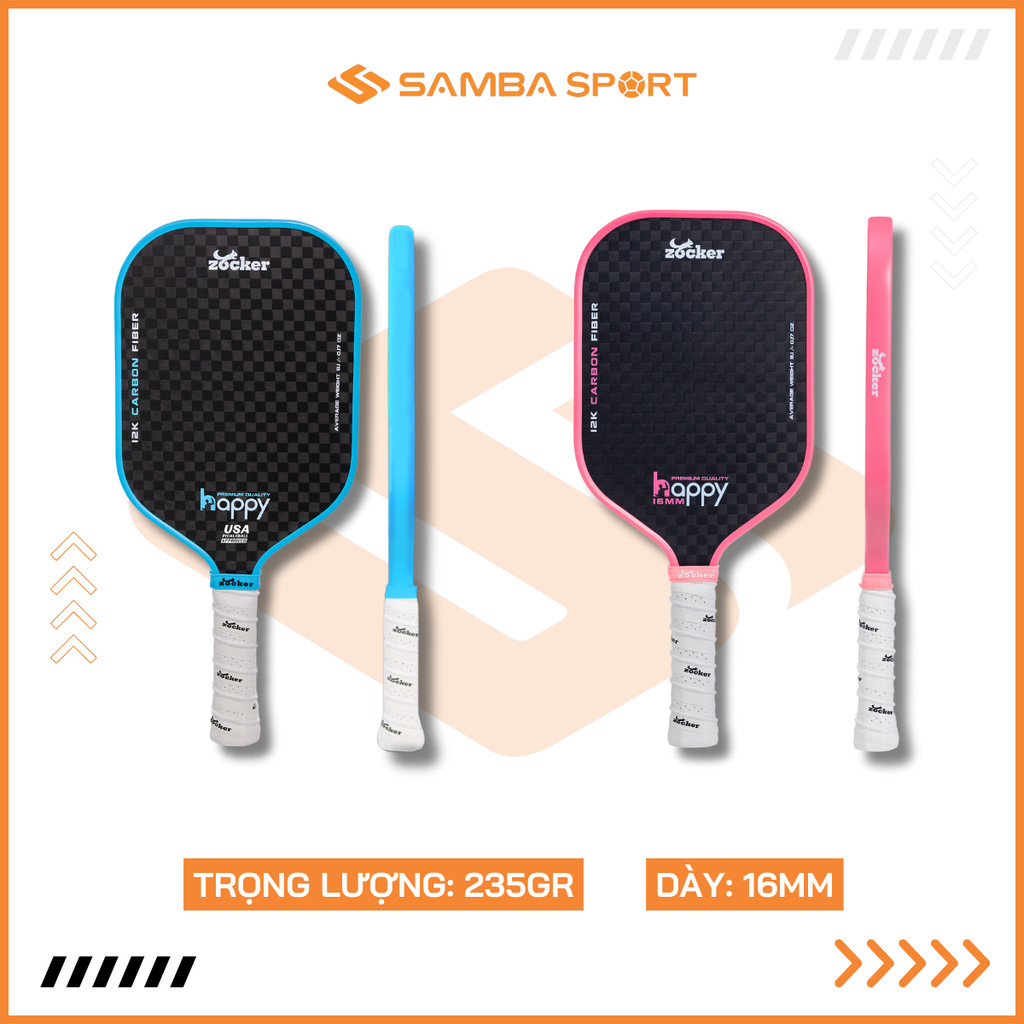 Vợt Pickleball Zocker Happy Premium Quality HP03 - Cao Cấp, Khả Năng Tấn Công Tốt