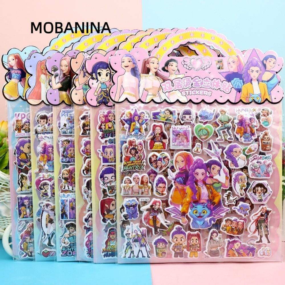 MOBANINA Kpop Demon Hunters Sticker, Kawaii Hai Lớp Anime Sticker, Kpop Hot Stamping Laser Cut Stick